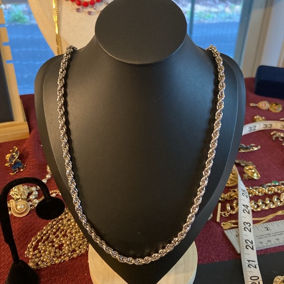 Vintage Monet twisted silver chain  29" Guc - Picture 10 of 11